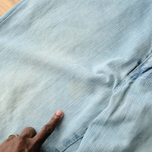 FUBU Light Wash Baggy Loose Fit 90s Hip Hop Blue Jeans W36 Distressed Raw Hem - Picture 4 of 9